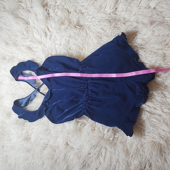 Victoria's Secret Navy Blue Velour Ruffle Trim Romper XS - Picture 8 of 12